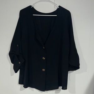 Black button down blouse.